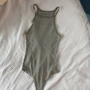 Abercrombie & Fitch Olive Striped Bodysuit